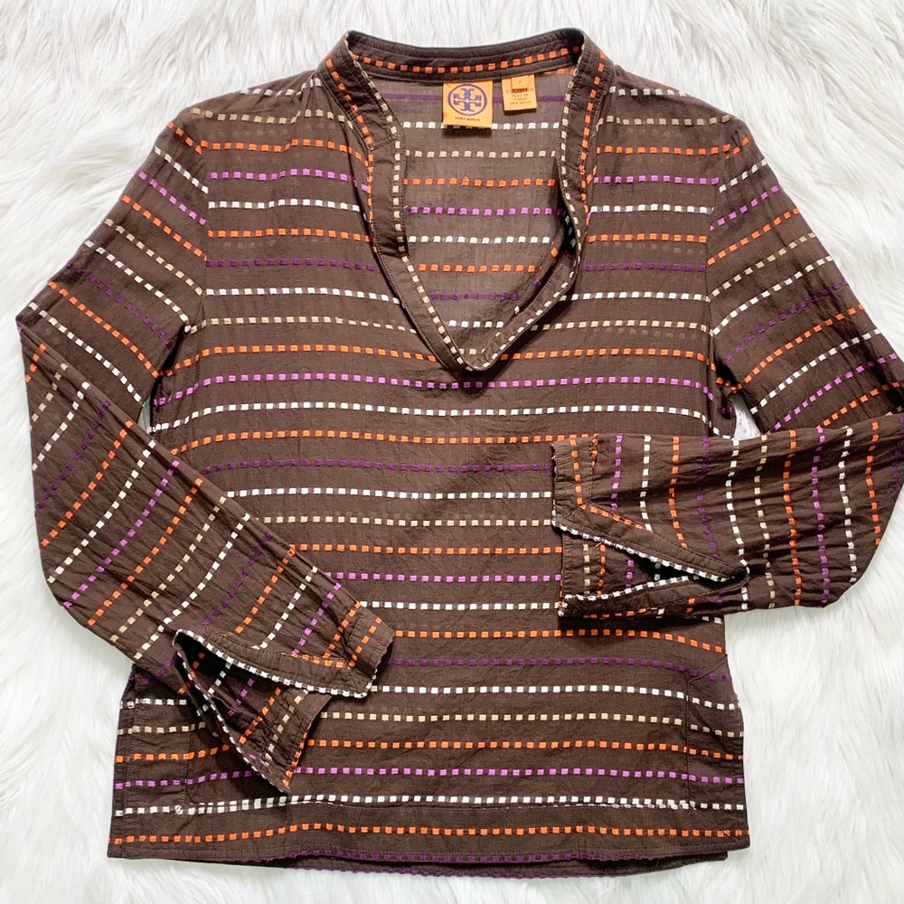 SOLD-Tory Burch Embroidered Pullover V Neck Boho Tunic - Picture 8 of 10